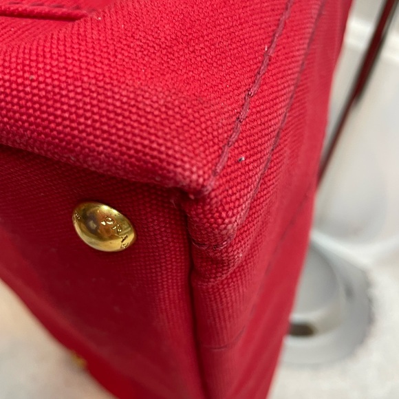 Prada Canapa Mini Canvas Red Tote- excellent condition - Picture 10 of 16